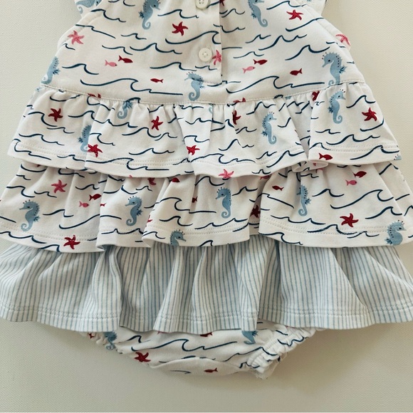 Janie and Jack 3-6 Months Baby Girl Seahorse Ruffle Romper Sunsuit Summer - Picture 2 of 7